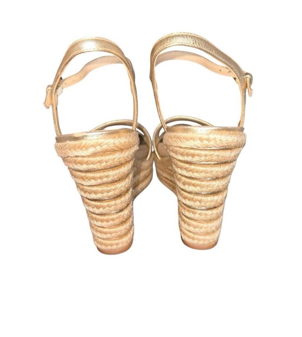 Vince Camuto Gold Metallic Espadrille Wedge Sandals Size 8.5 - Picture 4 of 7